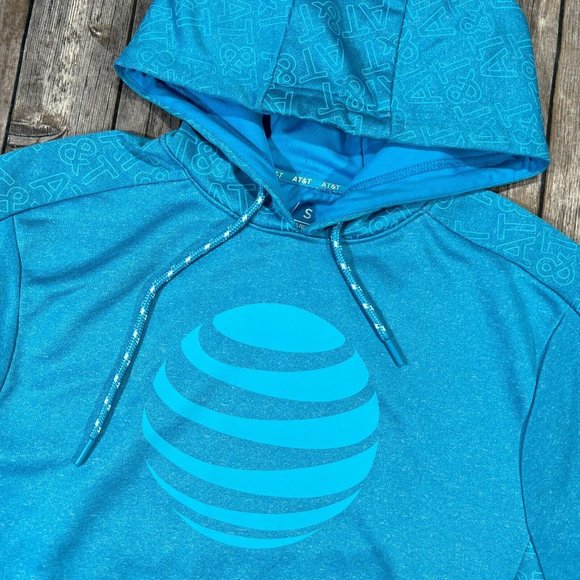 AT&T Employee Uniform Hoodie Performance Sweatshirt Small Mens Blue ATT - Picture 2 of 7